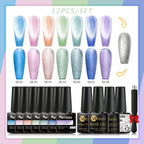 10/12PCS/SET Cat Magnetic Gel Nail Polish Set 9D Reflective Glitter Gel Semi Permanent UV Gel Soak Off Sparkling Nail Art Kits