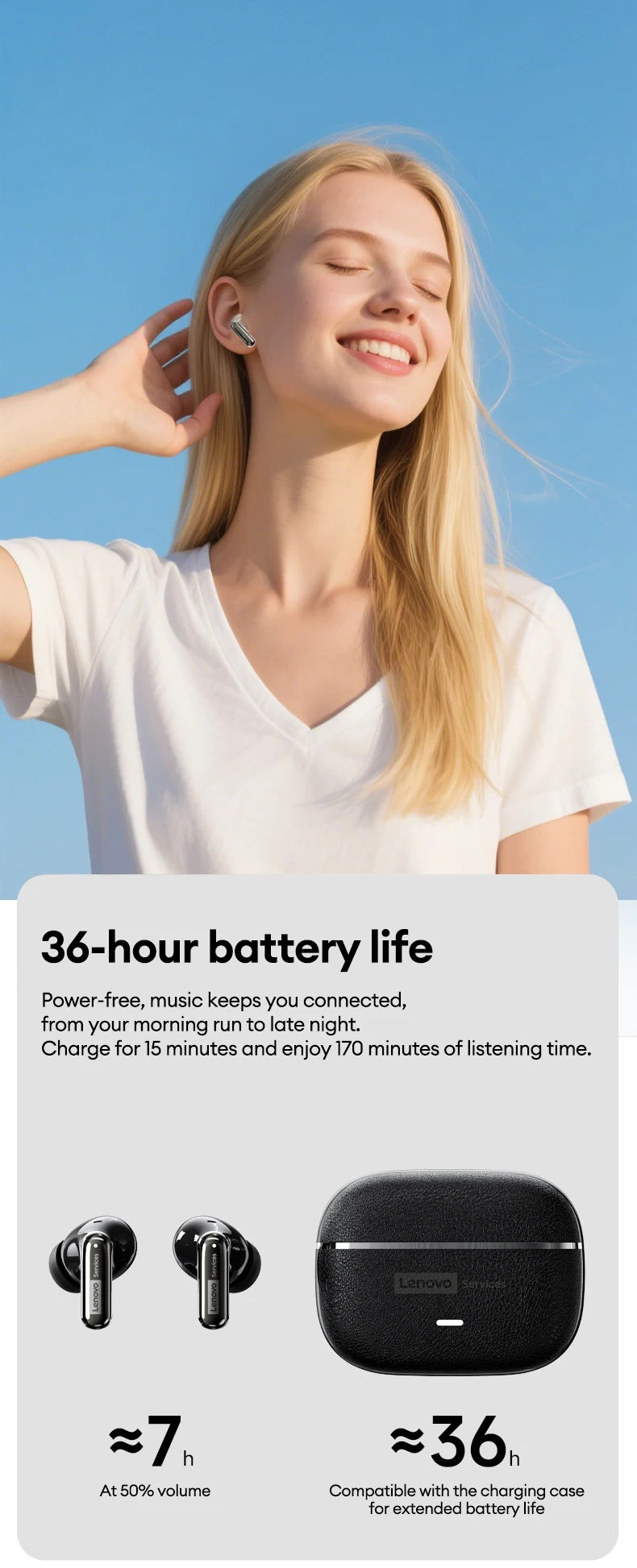 Choice Lenovo LE208 Wireless Leather Earphones Bluetooth 6.0 ENC Earphones Noise Reduction Headphone Low Latency Gaming Headset