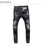 Street Fashion Men's Tight Black Grey Jeans Retro Elastic Slimming Split Style Jeans Men's Retro Designer Brand Jeans Hombre