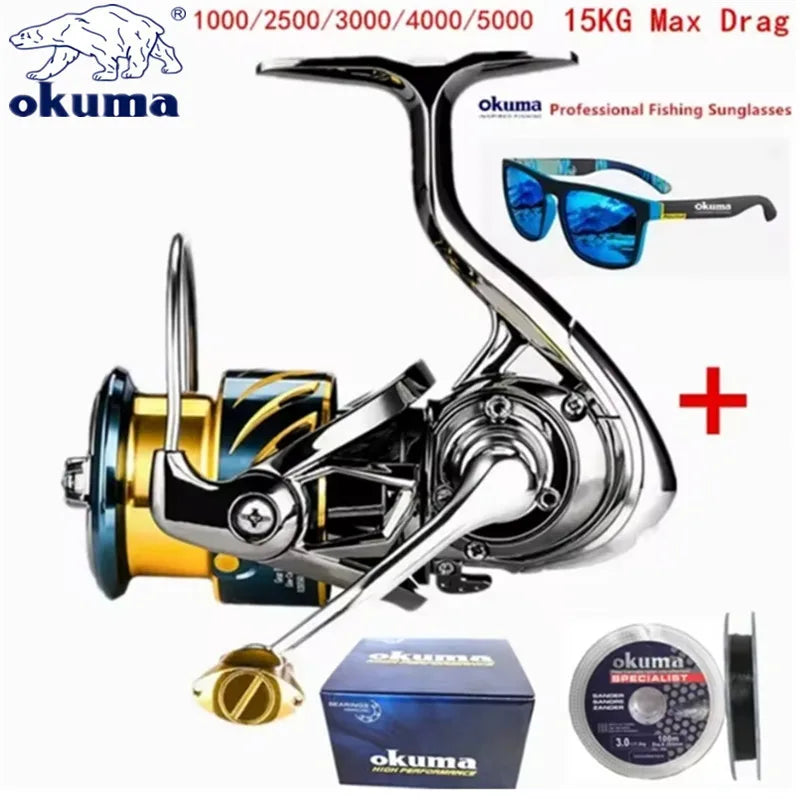 Okuma All Metal Fishing Reel Shallow Line Cup 15KG Anti Seawater Corrosion Rotating Reel 1000-5000 Main image