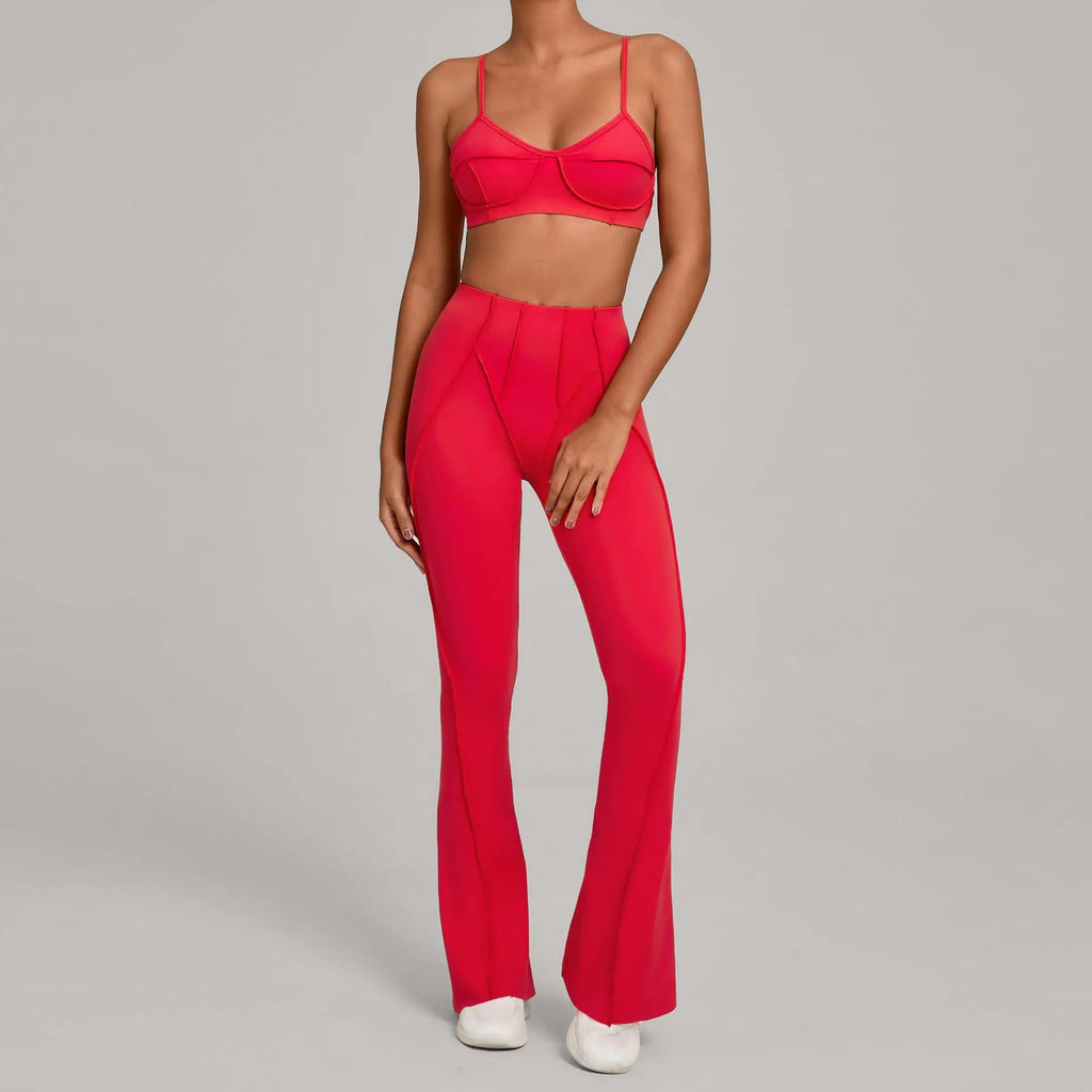 Seamless Yoga Sets Sports Fitness High Waist Hip-lifting Shapeing Trousers Backless Bra Suit Workout Gym Leggings Sets for Women