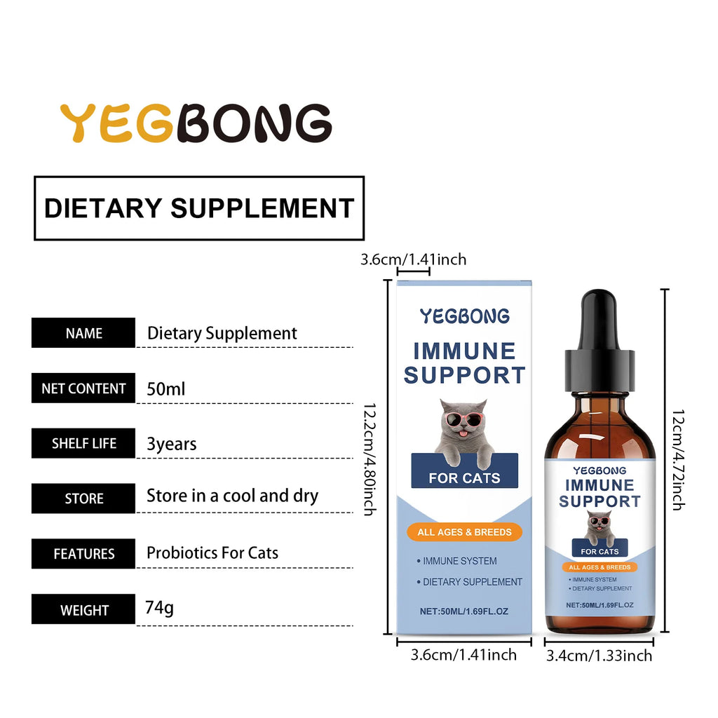 Yegbong 50ml Cat Vitamin Supplement Daily Care to Help Nutrition, Promote Growth, and Support Cat's Recovery, Vitamin Care Drops