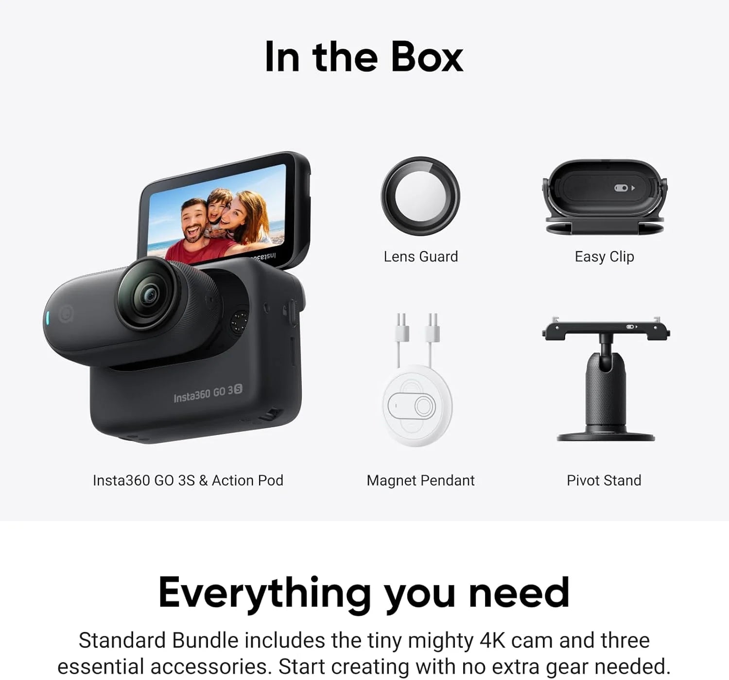 Insta360 GO 3S 128GB (officially refurbish)-Vlog Mini 4K camera, hands-free POV, universal Fixation, Stabilisation