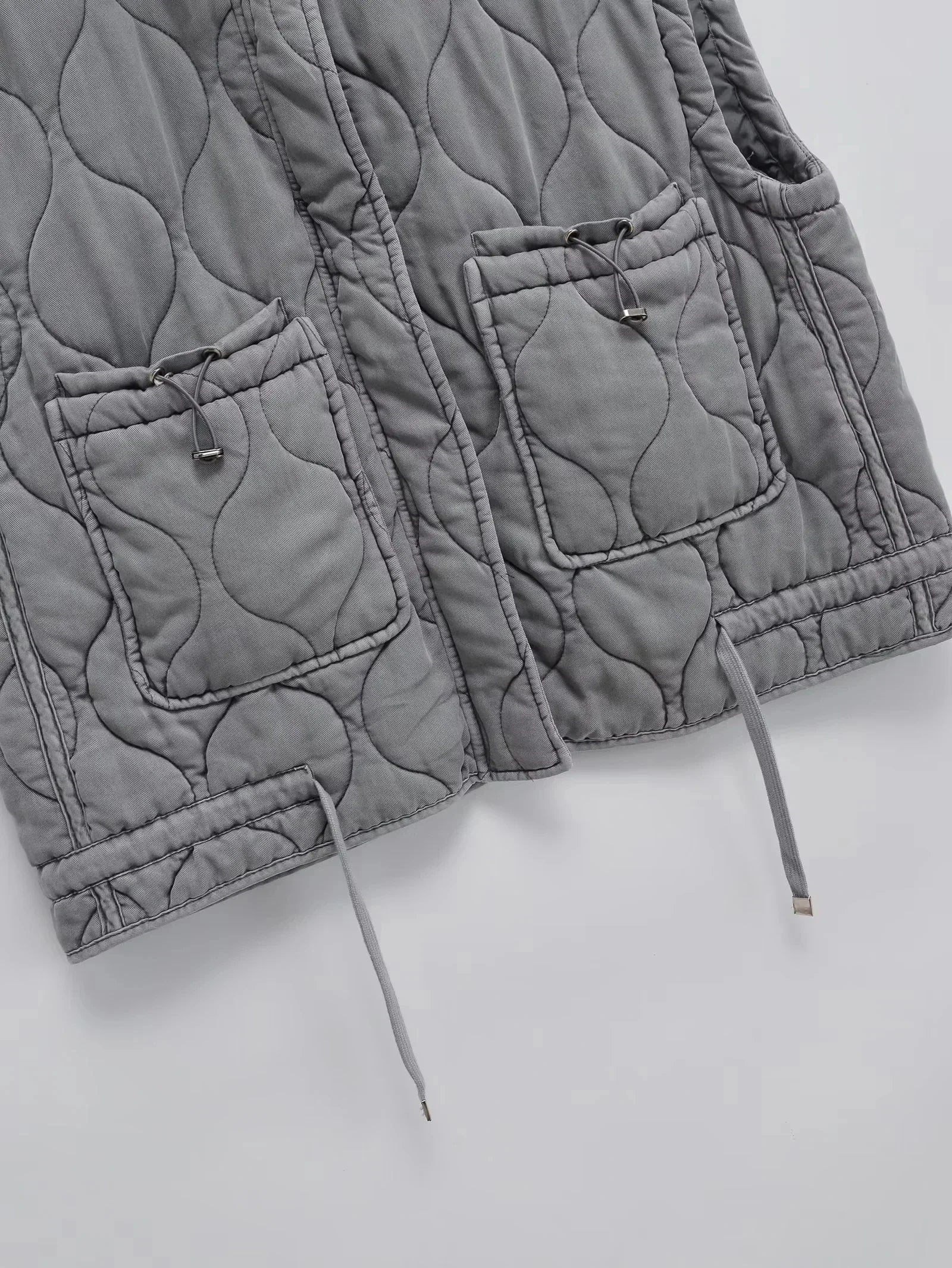 Autumn Winter Women Standing Collar Light weight Sleeveless Cotton Coat Vest Women Pocket Decoration Tank Top