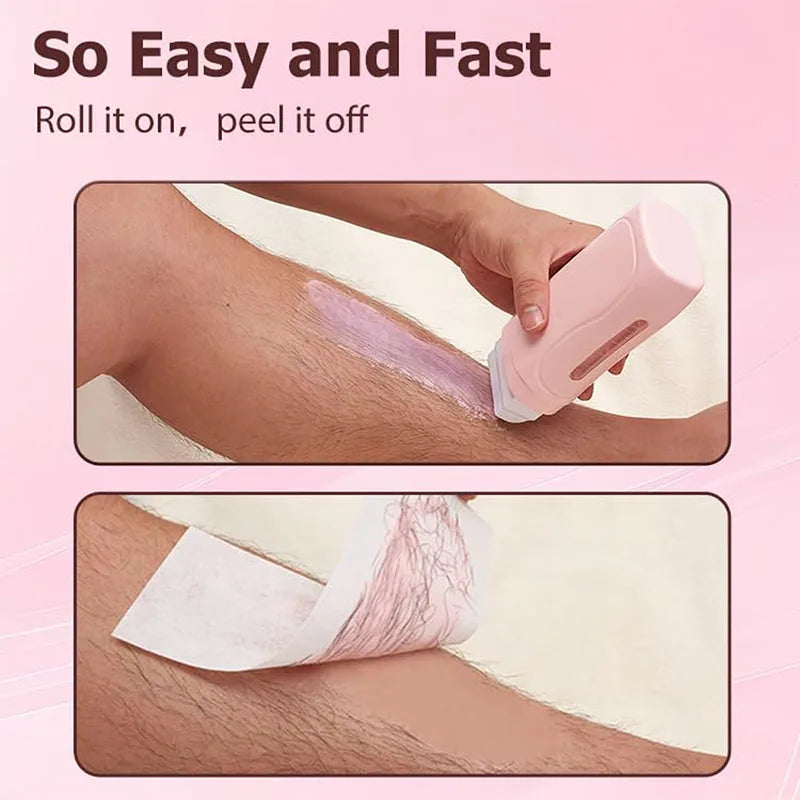 Roll On Waxing Kit With Wax Cartridges And Wax Strips 3 In 1 Soft Wax Heater Kit Hair Removal Wax Wax Paper Waxing Kits Warmer Image secondaire du produit
