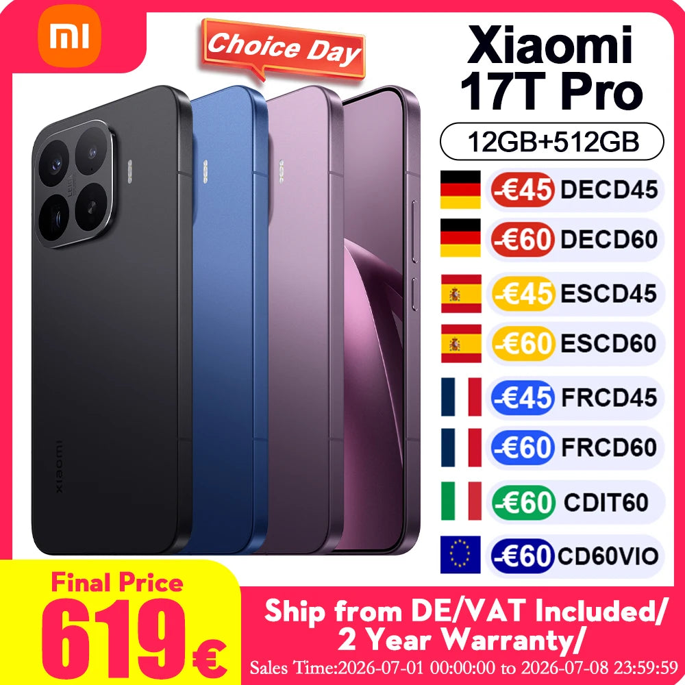 Xiaomi HyperOS Mobile Phone 6.83 "AMOLED Display Leica 5X Telephoto Lens 7000mAh (type) Silicon-carbon Battery Global Version Xiaomi 17T Pro Cellphone Image principale du produit