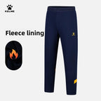 Kelme Kids' Fleece-lined Sports Pants Football Training Pants Casual Fitness Running Pants Warm Windproof Stretch Long Pants