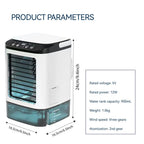 Portable Air Conditioner 3 Speed Mini AC Unit With Dual Mist Ice Box 900ML Water Tank Humidifier For Bedroom Office