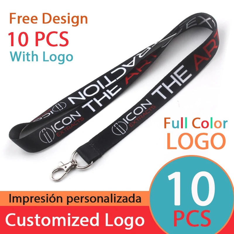 10 Pcs/lot Custom logo lanyard Neck Rope Keychain Personal Print With My Logo Company Name Wholesale of customized Landyard