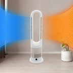 Year-Round Dual Mode Cooling Heating Tower Fan W/Remote 1200W Heater 8 Speeds 9H Timer 80° Oscillation Safe Bladeless