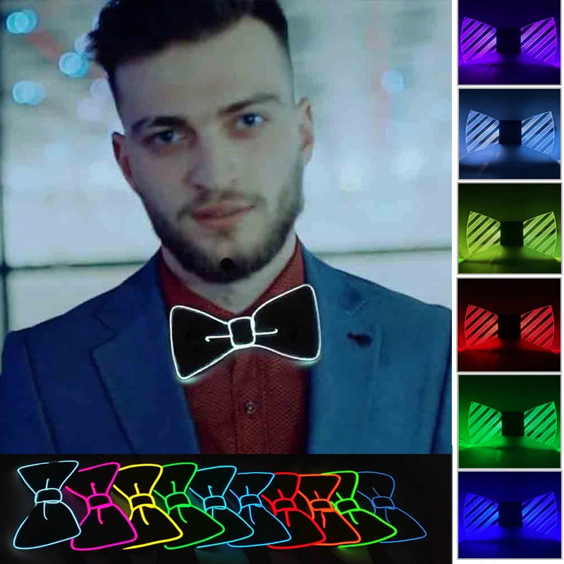 Luminous Bow Tie Neon Light Trendy Costume Accessories Glowing Acrylic LED Tie For Halloween Cosplay Costume Music Dancing Image principale du produit