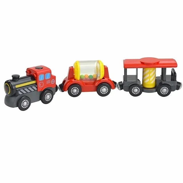 Wooden Locomotive Magnetic Electric Car Train Toys Fit Biro Wooden Diecast Slot Train Track Railway Educational Toys For Kids