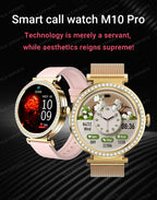 Fashion Zircon Smart Watch 1.46" AMOLED Screen 5.4 Bluetooth Call Heart Rate Temperature Monitoring Women Smartwatch Pedometer