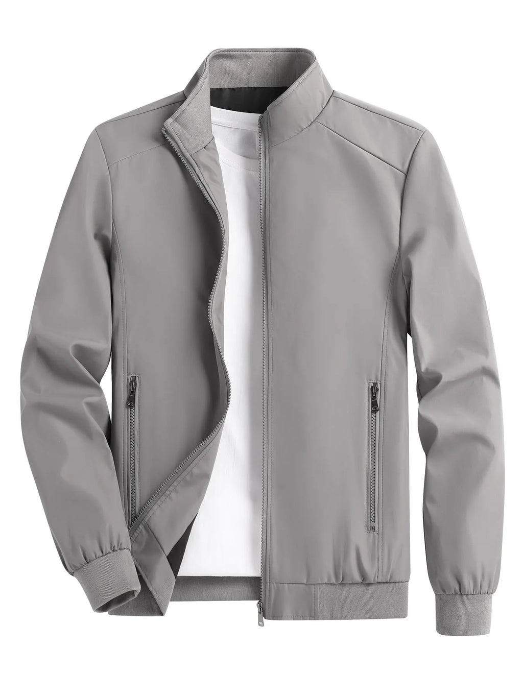 Men's Spring and Autumn Thin Casual Jacket Solid Color Stand Collar Cardigan Jacket Men's Outdoor Sports Casual Versatile Top