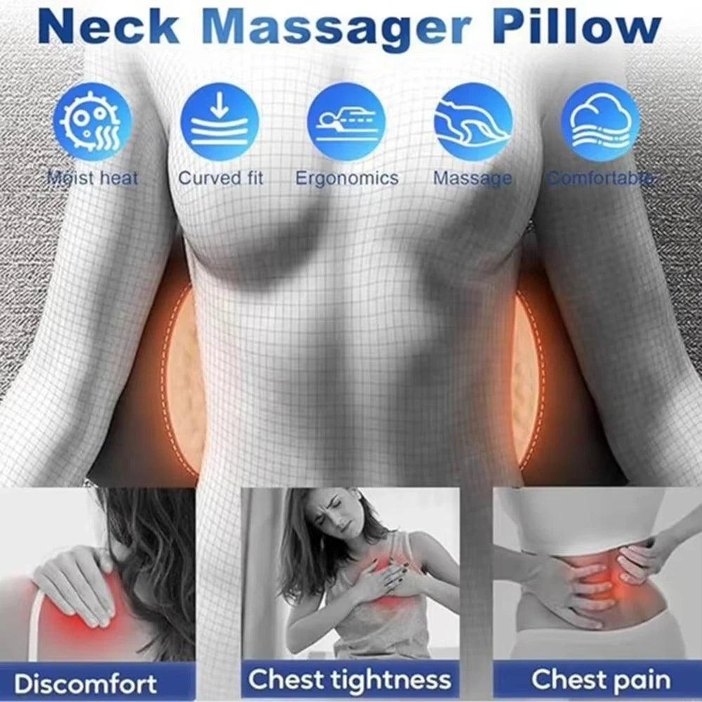 NEW 3-in-1 Back Massager with Relief Bed Sleeping Shiatsu Deep Tissue Portable Shoulder Lower Back Pain Relief Waist Massager