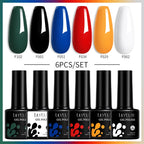 LILYCUTE 7ML 6PCS Neon Gel Nail Polish Set fluorescent Series Color Changing Semi Permanent Soak Off Manicure kit Nail Art Gel