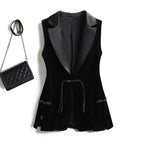 Black Velvet Vest Jacket For Women Sleeveless Blazer Fashion 2026 Spring And AutumnSuit Tank Top  Retro Waistcoat Z2338