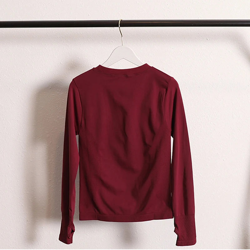 Women's Seamless Long Sleeve Fitness T-shirt Sports Elastic Yoga Gym Top Training Running Activewear Workout Shirt Pilates Tops