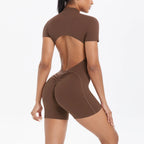 Zipper Gym Jumpsuit Short Women Yoga Sets Sports Outfits Female Yoga Overalls Workout Clothes Fitness Suit Woman's Tracksuit