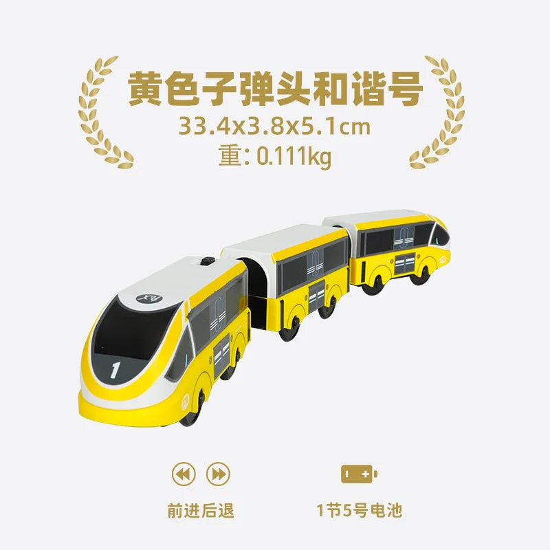 wooden Electric car set Magnetic Electric Train with Little Doll Diecast Slot Toy set Compatible Railway Wood Track Rail Train