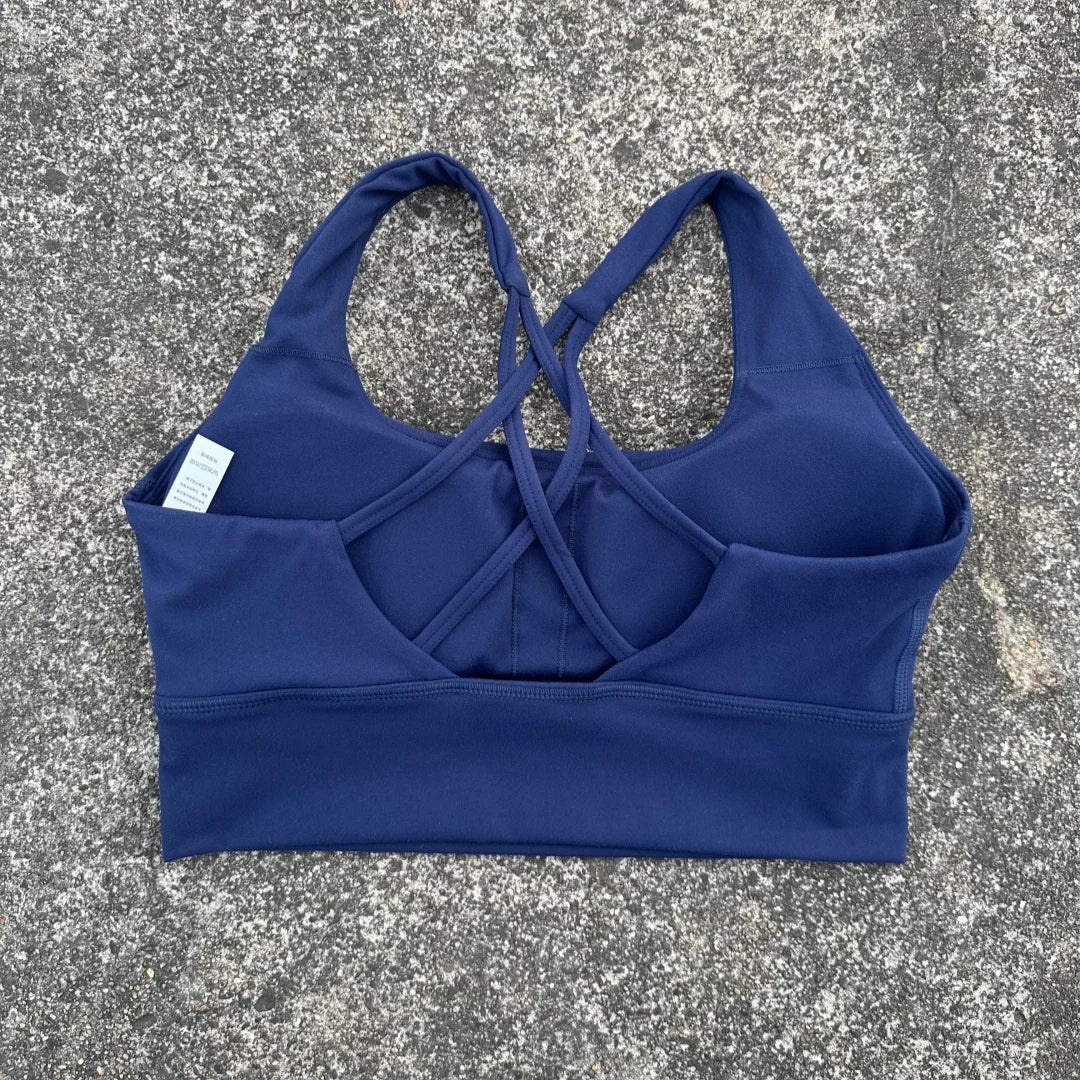 Solid Color Soft Tight Gym Yoga Underwear high strength shockproof Women Cross Back Fitness Bra Sport Top Comprehensive Butter