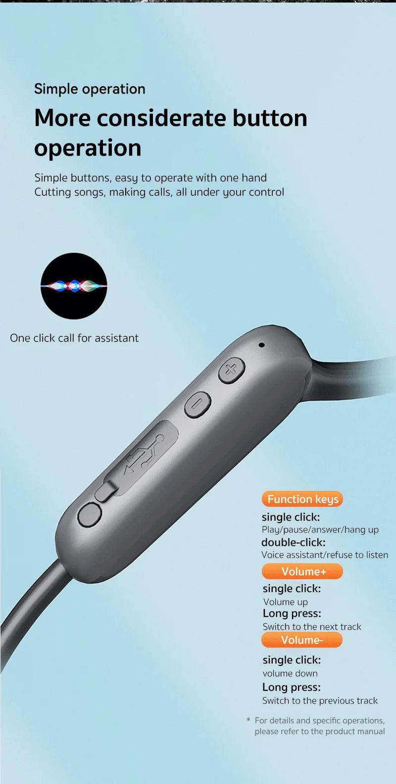 ERAZER XF22 Earphone Bluetooth 5.4 Sports Wireless Headphones Bone Conduction Headsets with Mic Neckband headphones