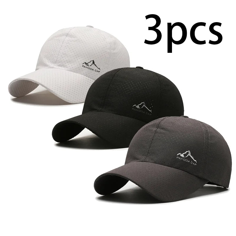 Couple's 3-Pack Quick Dry Breathable Baseball Caps, Lightweight Mesh Sun Hats for Running & Outdoor Activities Image principale du produit