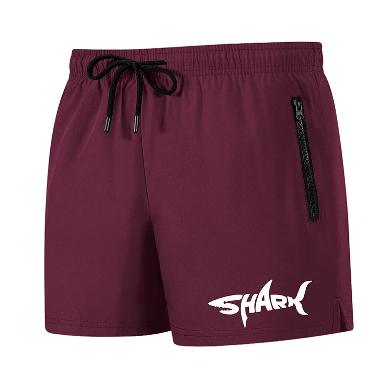 Shark Graphic Men's Board Shorts Summer Casual Beach Shorts with Mesh Liner Zipper Pockets Quick Dry Swim Trunks Bathing Suit