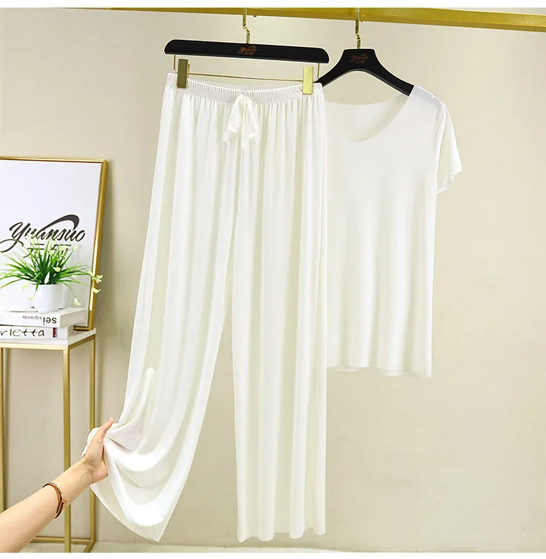two piece set women top and pants Summer 2 piece sets womens outfits vacation 2026 new collection wide leg pants elegant casual