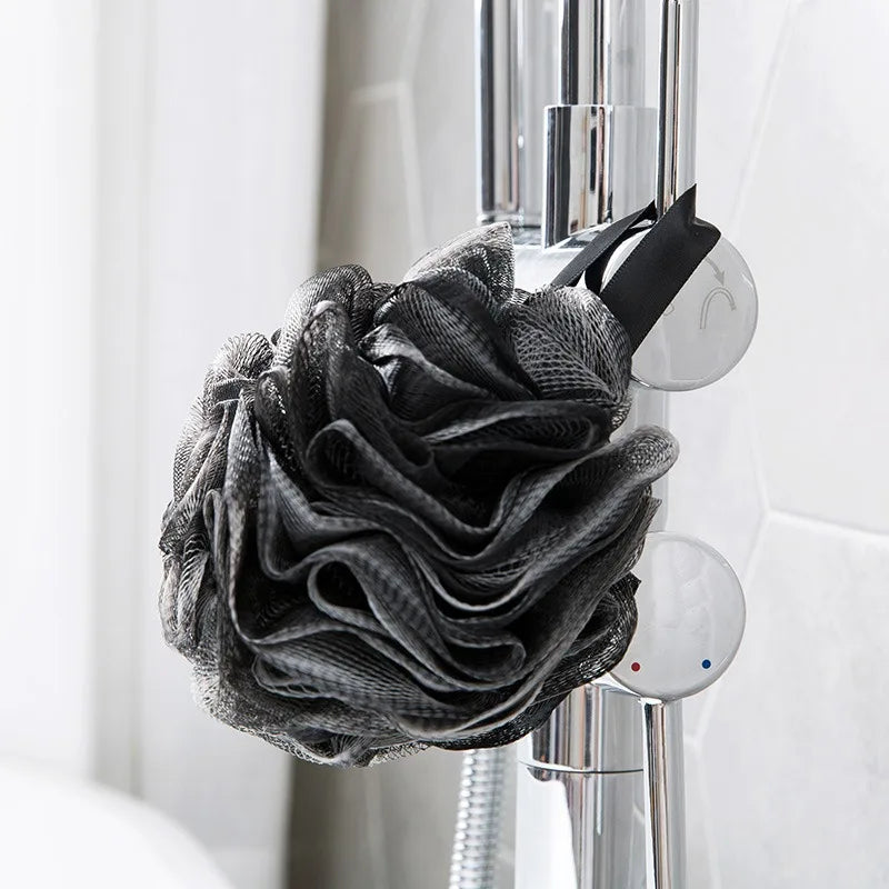 Soft Lufa Shower Sponge - Black - Dead Skin, Gives Glowing Skin - PE Skin-friendly Bath Ball for Home & Dormitory