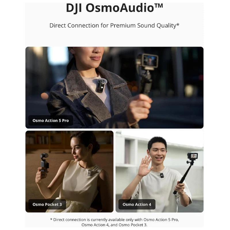 DJI Mic 2 Wireless Microphone with smart Noise Cancelling 32-bit Float Internal record Optimized Sound m Range