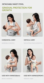 AIBEDILA Baby Carrier Waist Stool Ergonomic Kangaroo Baby Carrier with Knob Breathable Newborn Waist Stool 0-36M