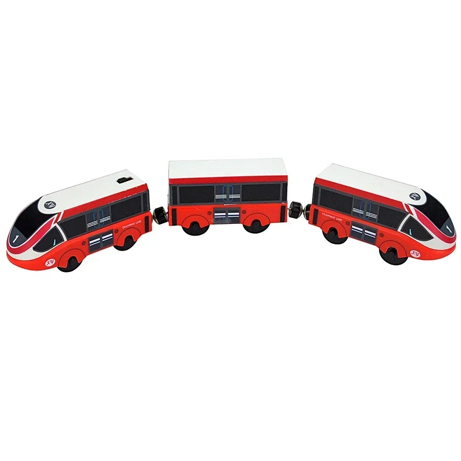 Wooden Locomotive Magnetic Electric Car Train Toys Fit Biro Wooden Diecast Slot Train Track Railway Educational Toys For Kids
