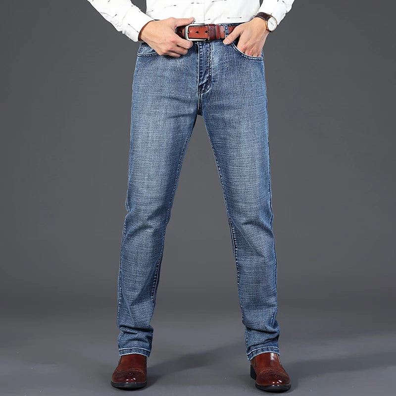 Wthinlee 8 Models Spring Autumn Business Jeans Men Casual Straight Stretch Fashion Classic Work Denim Trousers Brand Clothing