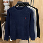 Luxury Men's Brand Spring High Quality Knit Sweater Round Neck Jacquard Embroidery Long Sleeves Pullover Leisure Fashion Men's C