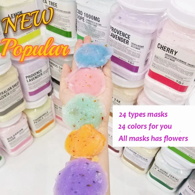 650g Arbutin Rose Jelly Mask Powder DIY Masks Peel Off Vitamin C Hyaluronic Acid Facial Skin Care 24K Gold Mud Mask