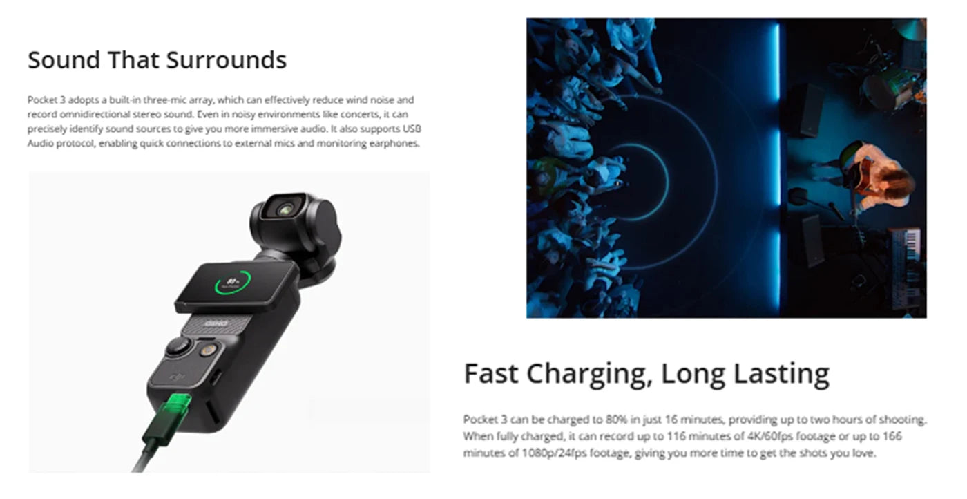 DJI Osmo Pocket 3 Creators Combo Handheld Gimbals Original Brand Active Track 6.0 4K/120 FPS 3-Axis Gimbal Mechanical Stabilization