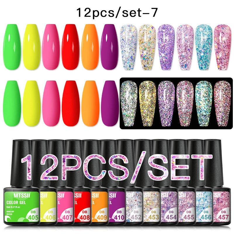 10/12PCS/SET Cat Magnetic Gel Nail Polish Set 9D Reflective Glitter Gel Semi Permanent UV Gel Soak Off Sparkling Nail Art Kits