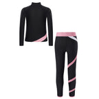 Kids Girls Sports Set Long Sleeve Zipper Sweatshirt with Leggings Children's Sport Suits for Workout Skating Gymnastics Outfits