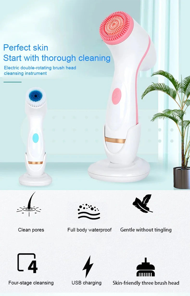 NEW Cleansing Brush Sonic Nu Face Rotating Cleansing Brush Galvanica Facial Spa System Can Deeply Clean and Remove Blackheads