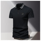Summer men's POLO shirt fashionable ice silk quick drying short sleeved T-shirt solid color loose fitting business collar top