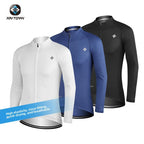 XINTOWN Men's Long Sleeve Cycling Jersey, Spring/Summer Racing Apparel, Export Bicycle Clothing, Solid Color Long Top