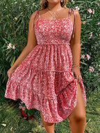 Plus Size Women's Mini Floral Dresses Half Bodycon Short Sleeve Summer Sling Comfortable Casual Best Choice for Summer