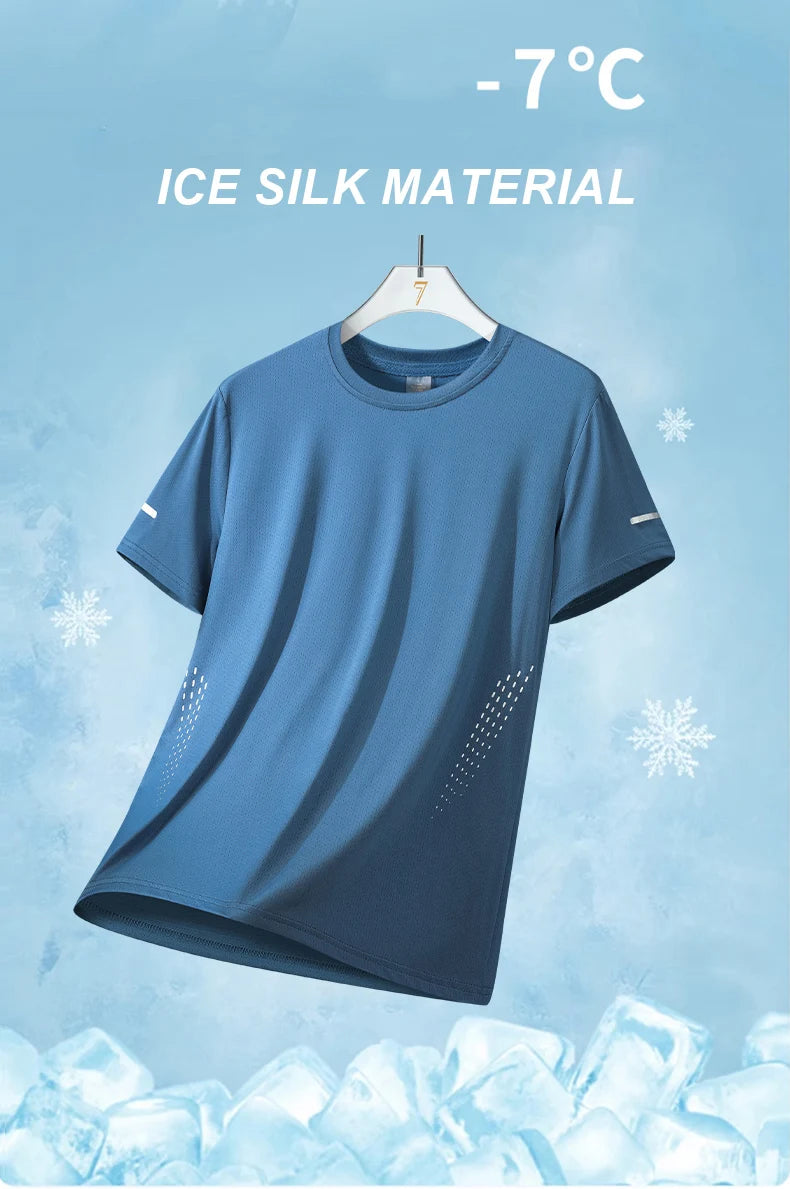CHRLCK Men's Hiking Quick Drying T-shirts Breathable Running Fishing Tees Soft Elasticity Outdoor Sports Short Shirt Summer