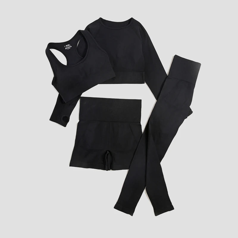 WAREBALL 2/3/4pcs Seamless Yoga Set Gym Clothes Sportswear Yoga Suits For Women Fitness Set Tracksuits Sports Bra Gym Leggings