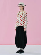 IMAKOKONI Original Design Collar Floral Long Sleeve Hoodie T-shirt for Summer Women 244968
