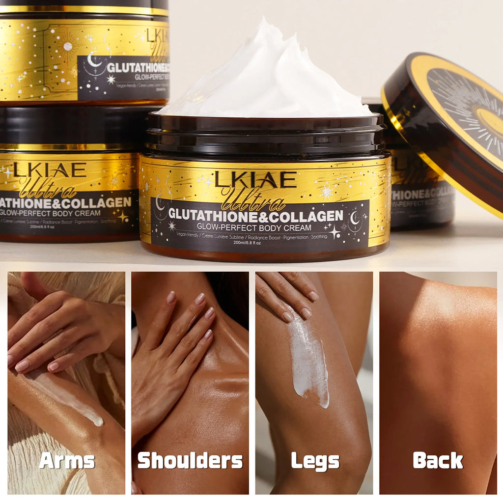 LKIAE Ultra Glutathione Collagen Skin Glowing Body Cream, 24-Hour Intense Hydration, Brightening, Deep Nourish & Glow, 200ml