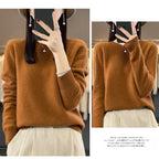 100% Merino Wool Sweater Women O-neck Cashmere Knitwear Female Pullover Autumn Winter Casual Tops Solid Color Soft  Clothing