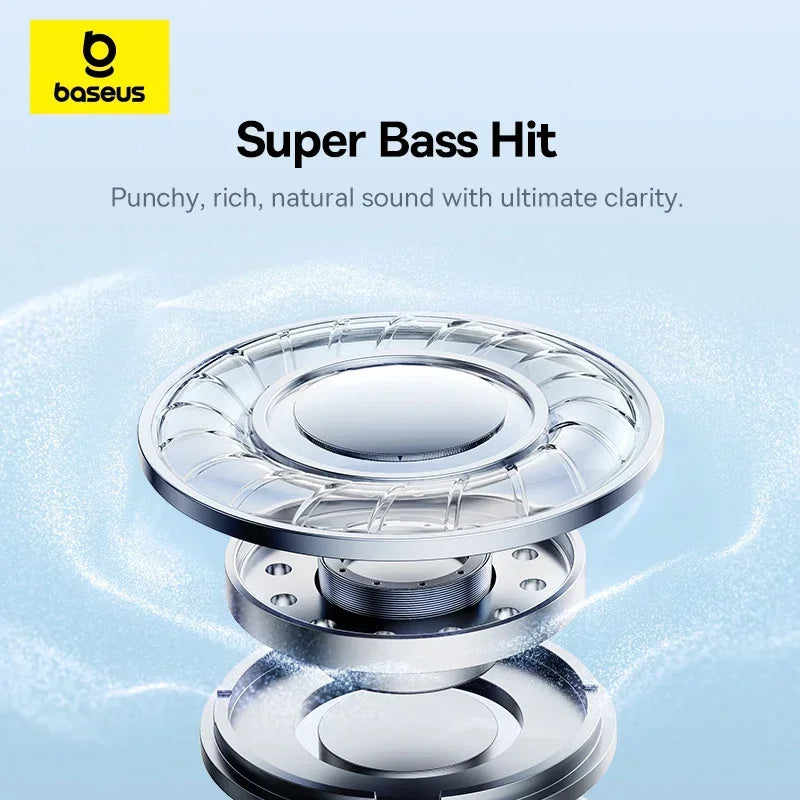 Baseus BH1 Lite Wireless Headphones Bluetooth 6.0 ENC Clear Call Headsets Super Bass Hit Earphones 80H Playtime Over Ear Headset