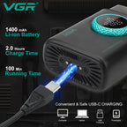 VGR high-end men's shaver alloy reciprocating three blade shaver LED intelligent digital display 9000 speed hair trimmer V-378